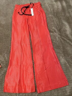 Koral Coral Pink Flared Jogger Pants with Black Drawstring
